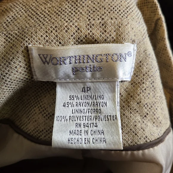 Worthington Linen Blend Reptile Print Women's Blazer with Button Accents - Picture 6 of 8